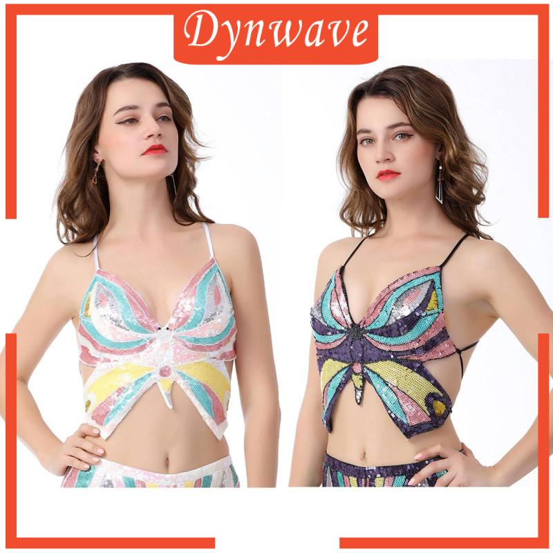 [Dynwave] Áo Ngực Croptop Đính Kim Sa Hình Bướm Cho Vũ Công Bộ Lạc