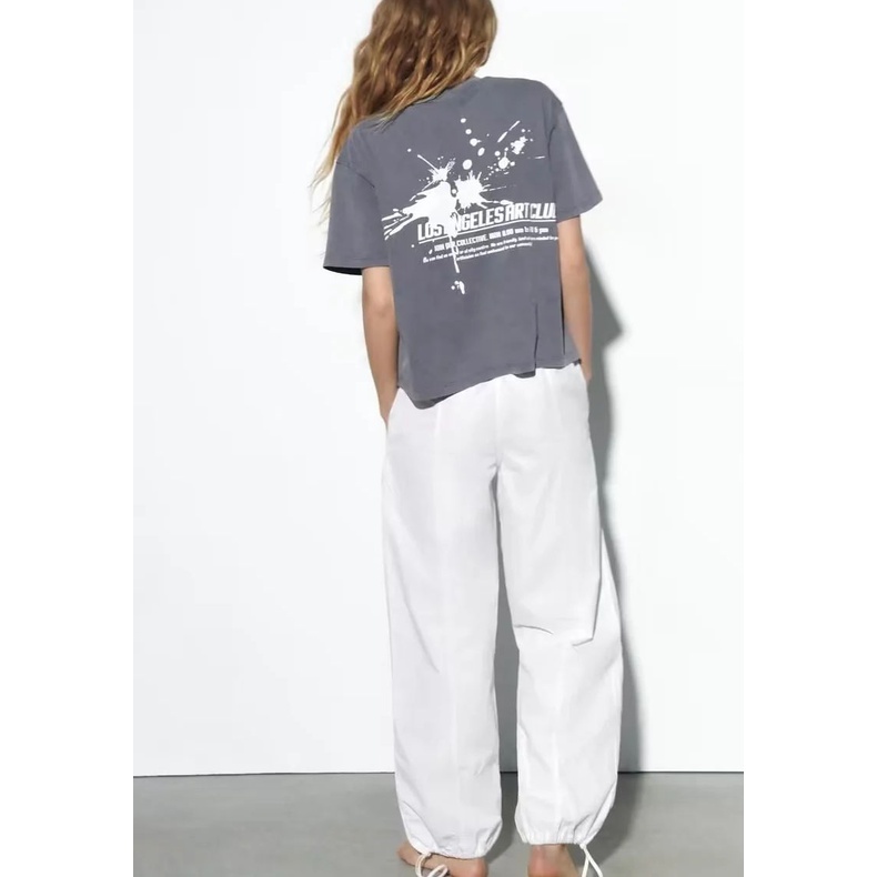 Zara Áo Thun Tay Ngắn Cổ Tròn In Họa Tiết vintage Thời Trang Mùa Hè 5643307