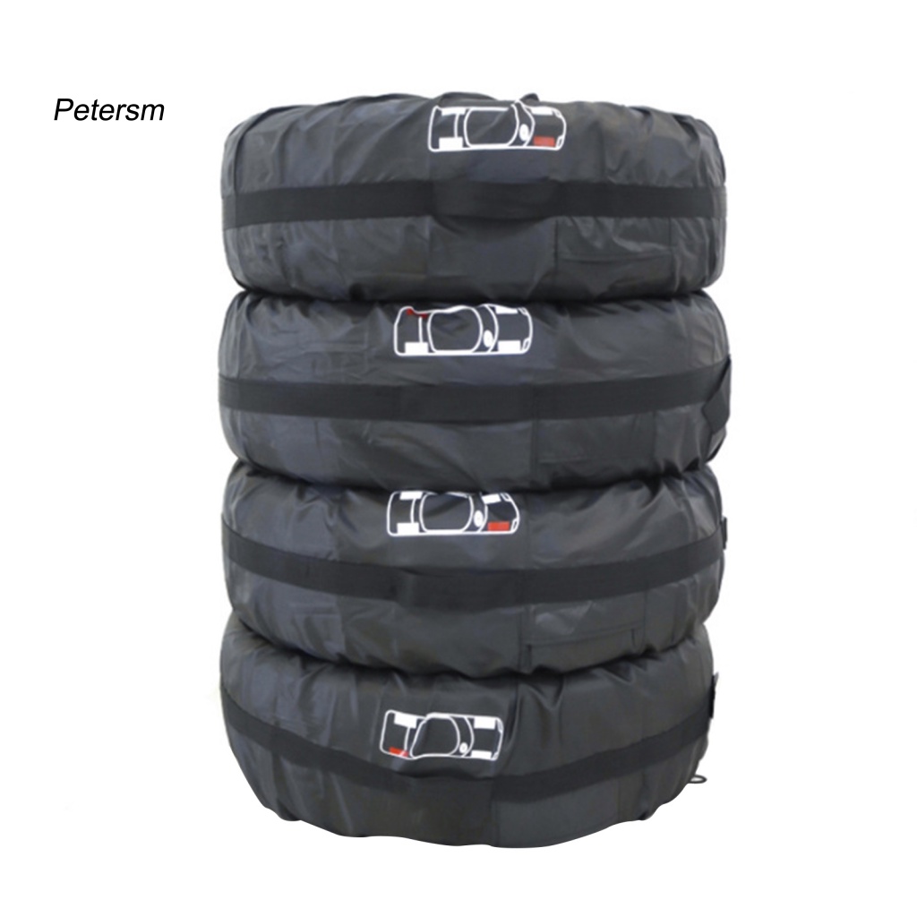 Set 4 Vỏ Bọc Bảo Vệ Lốp Xe Chống Nắng / Tia UV Bằng Vải Oxford Chống Mài Mòn Có Thể Gập Gọn