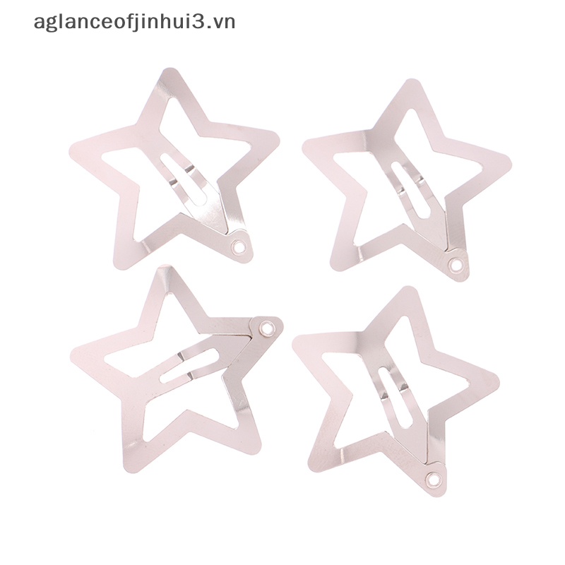 Set 4 Kẹp Tóc BB Hình Ngôi Sao Màu Sắc Bạc Đơn Giản Cho Bé Gái