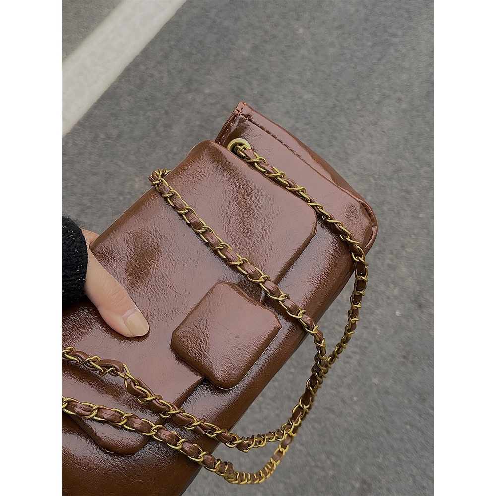 Túi Đeo Vai / Kẹp Nách Phối Dây Xích Thời Trang Cao Cấp Phong Cách Retro Cho Nữ