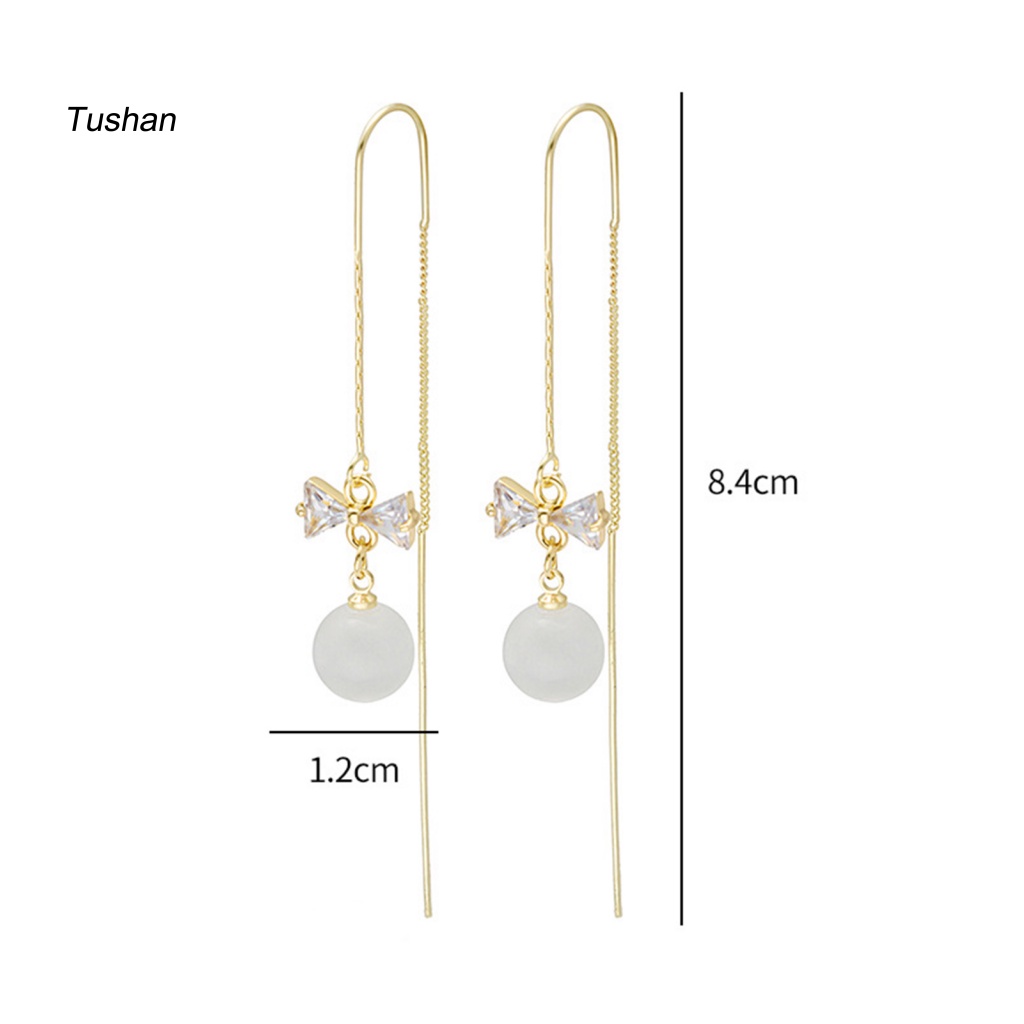 1 Cặp Bông Tai Hình Nơ Đính Đá Zircon Giả Kiểu Hàn Quốc Cho Đám Cưới [Ts] [Ts] 1 Cặp