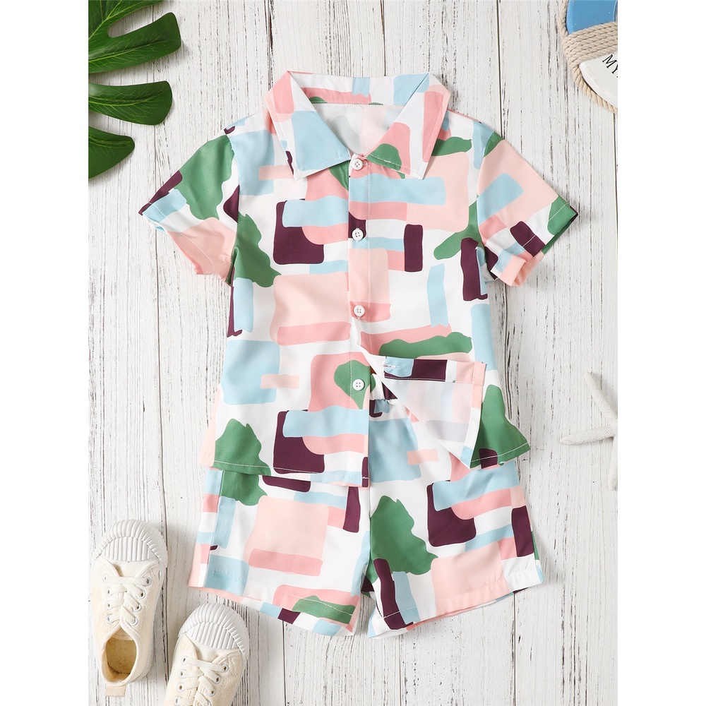 Set Đồ Mùa Hè 2 Món Gồm Áo Polo Tay Cộc + Quần Ngắn Kẻ Sọc Caro Cho Bé Trai 4-7 Tuổi