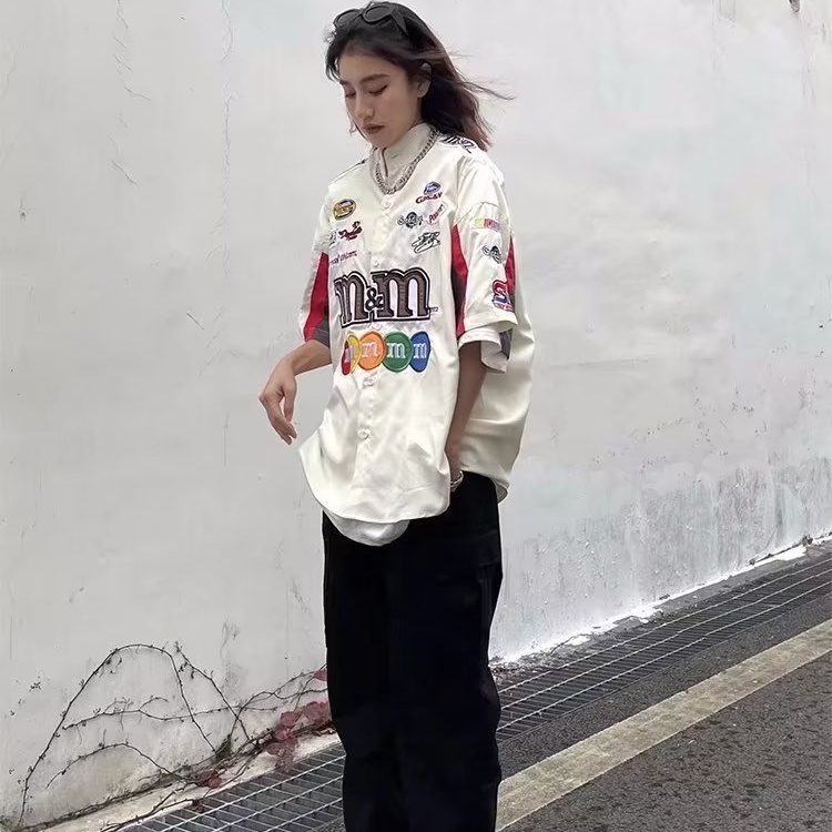 Áo Thun polo Tay Ngắn Thêu Họa Tiết Phong Cách Hip Hop Thời Trang Mùa Hè Cho Nữ