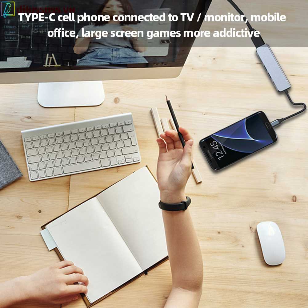 Bộ Chia 6 Trong 1 Cổng Usb 3.0 HDMI Cho Laptop Máy Tính Bảng Ipad
