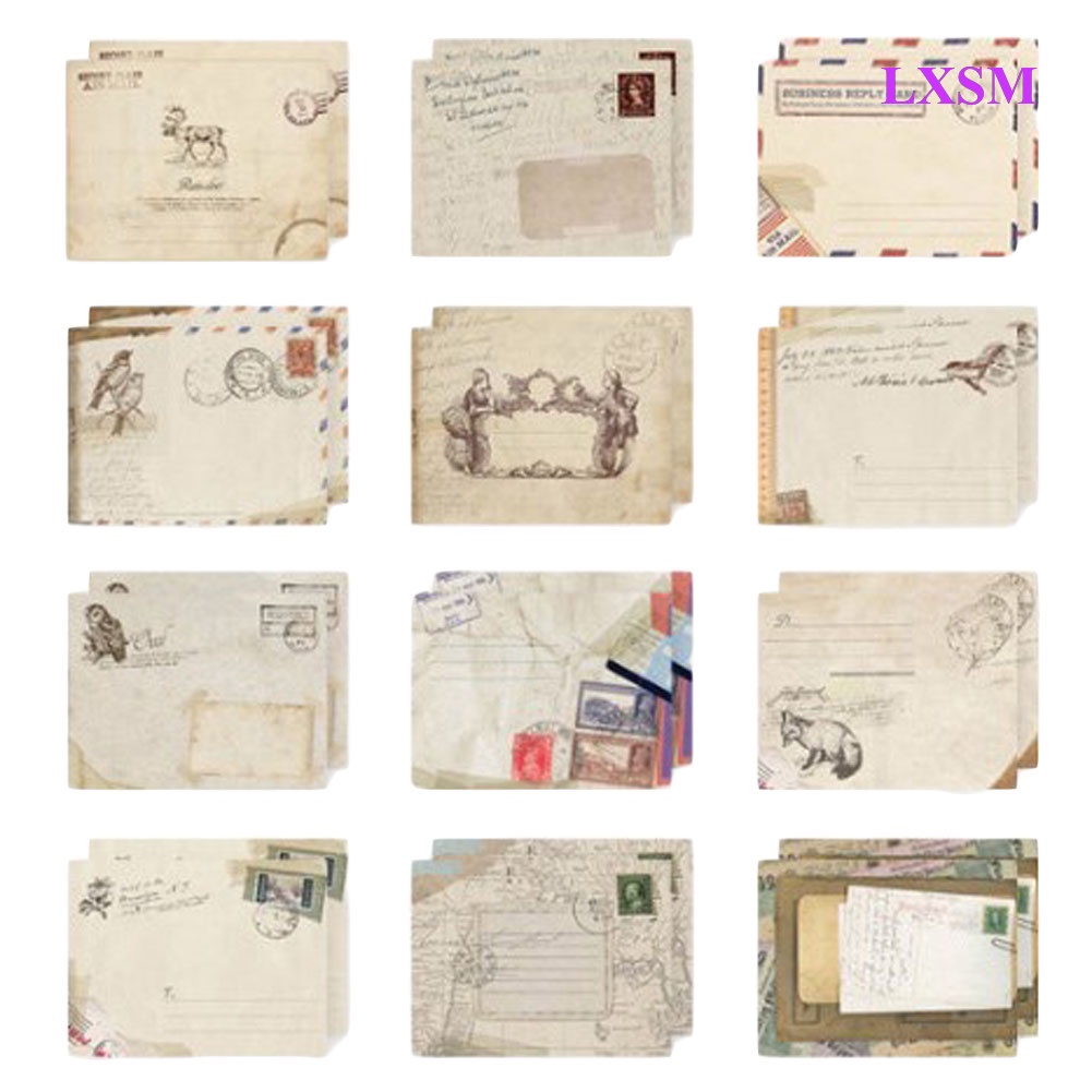 Văn Phòng Phẩm Hàn Quốc LXSM Văn Phòng Phẩm Sáng Tạo E2正Phong Bì Nhỏ Phong Cách Cổ Điển Bộ 12 Phong Cách