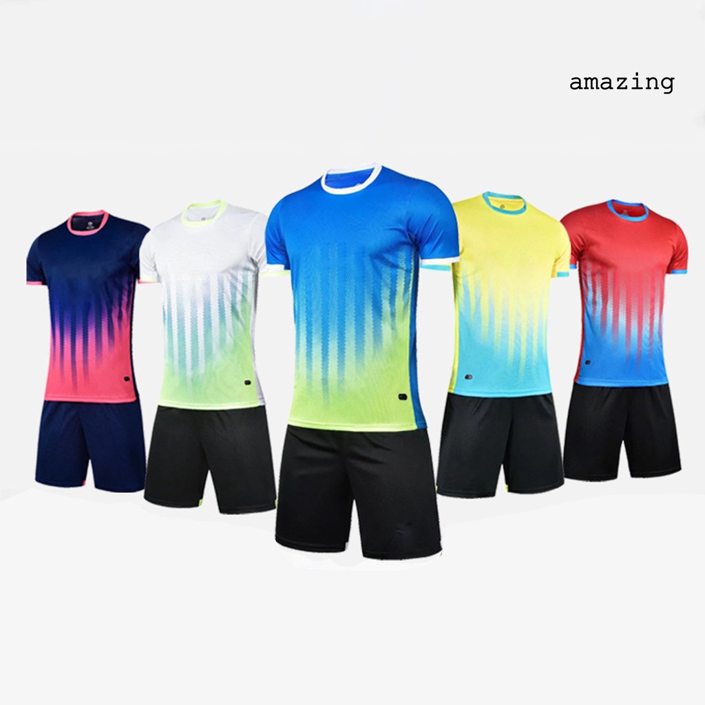 Set 2 Món Áo Thun Tay Ngắn Cổ Tròn Phối Quần Short Màu Sắc Gradient Thời Trang Cá Tính Cho Nam