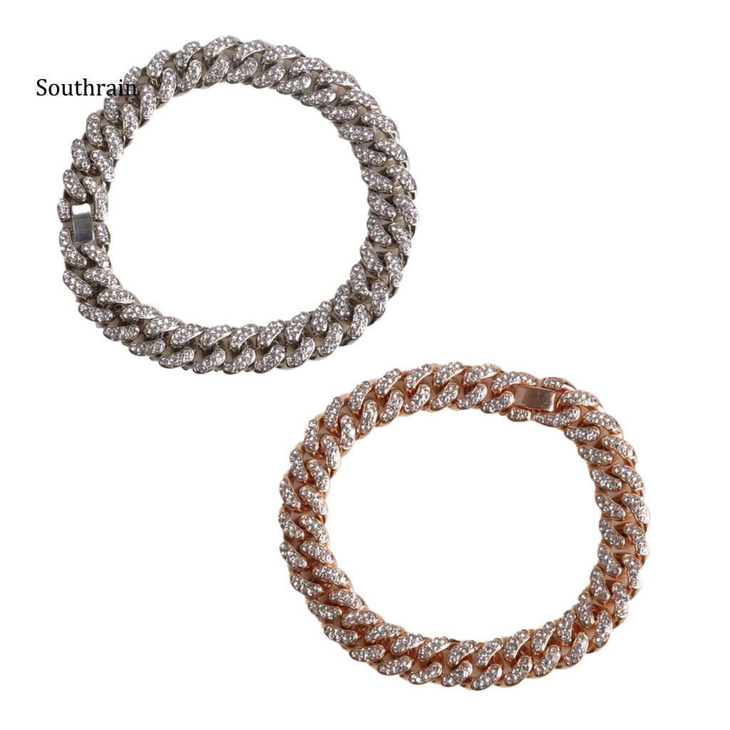 Vòng Cổ Chuỗi Xích Đính Đá Lấp Lánh Chống Dao Rách Cho Chó Mèo