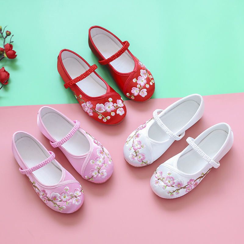 Giày Búp Bê Thêu Họa Tiết Phong Cách Trung Hoa Cổ Điển Xinh Xắn Dành Cho Các Bé