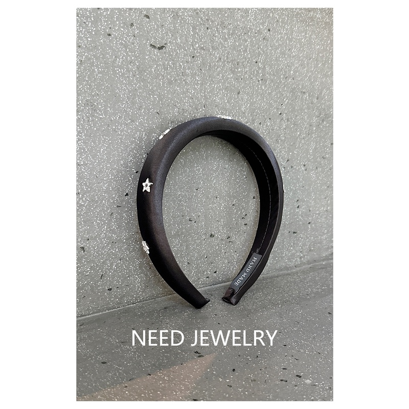 Băng Đô Cài Tóc Satin Dày Đính Đá Hình Ngôi Sao Năm Cánh Thời Trang Nhật Hàn