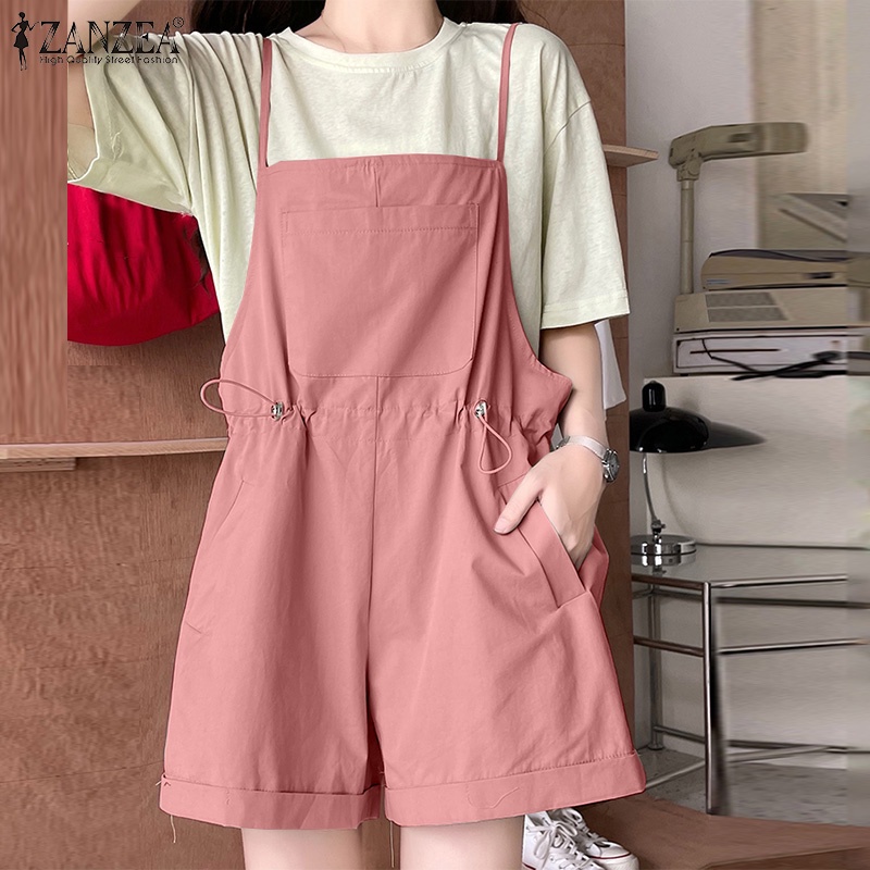 Zanzea Quần Yếm Dây Rút Phong Cách Hàn Quốc Trẻ Trung Dành Cho Nữ