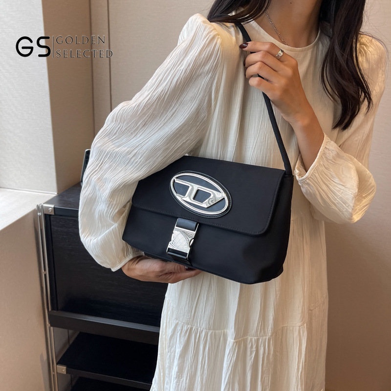 Túi Xách Vải Oxford Dáng Vuông Nhỏ In Chữ Thiết Kế Đơn Giản Cá Tính