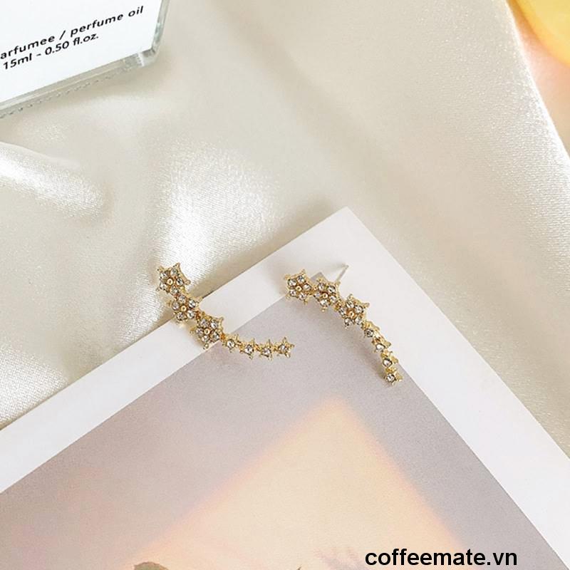 ⚡Hoa Tai Mạ Vàng Hình Ngôi Sao Năm Cánh Đính Đá Dễ Thương