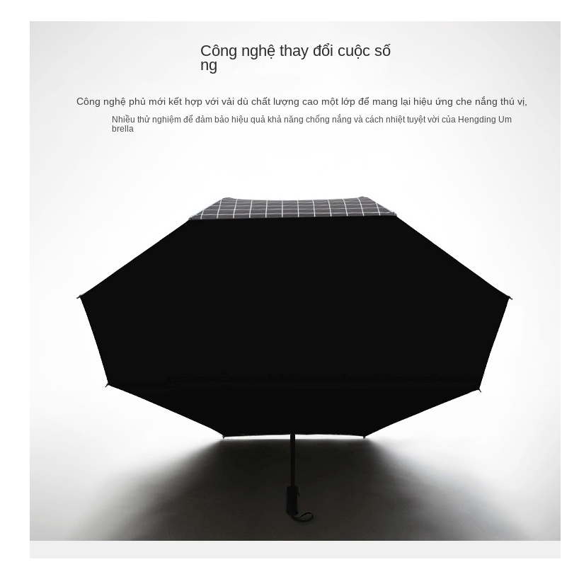 Dù Gấp Tự Động Chống Mưa Nắng Họa Tiết Sọc Caro Trắng Đen Đơn Giản