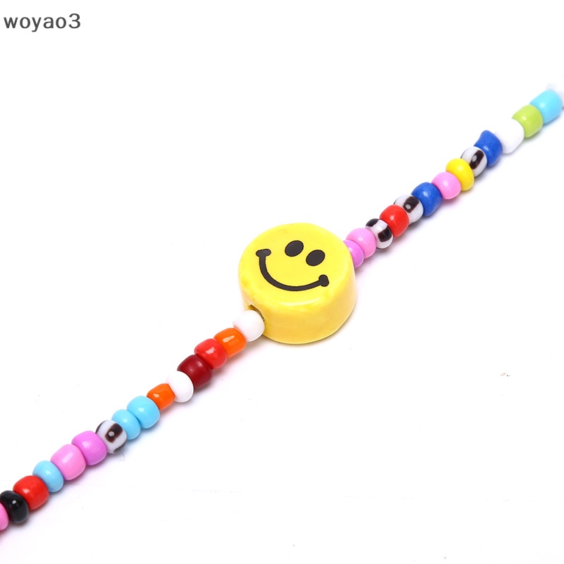 Vòng Tay Chuỗi Hạt Nhiều Màu Mặt Cười Phong Cách Boho Thời Trang Cho Nữ woyao3