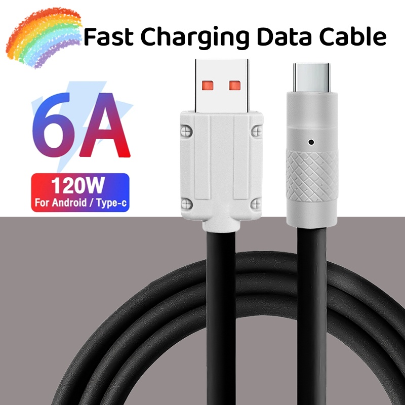 1 Dây Cáp Sạc Nhanh 1m / 1.5m / 2m 120W 6A Đầu Type-C Bằng Silicon Chất Lượng Cao