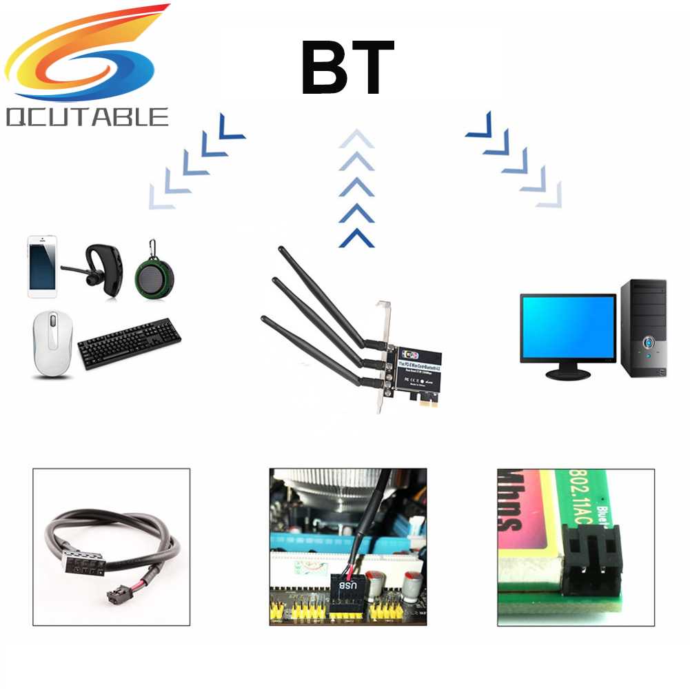 Thẻ Mạng Không Dây 2.4 / 5G 1300Mpbs Kết Nối Bluetooth 5.0