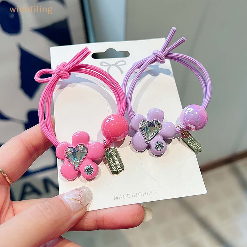 Dây Cột Tóc Co Giãn Đính Đá Hình Hoa / Trái Tim Dễ Thương Cho Nữ