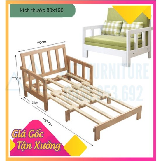 [HOT]Giường Sofa Gấp Gọn Thông Minh Hai Trong Một - Giường Sofa  Đa Năng - Giường Gỗ Gấp Gọn - Sofa giường ( Tặng đệm )