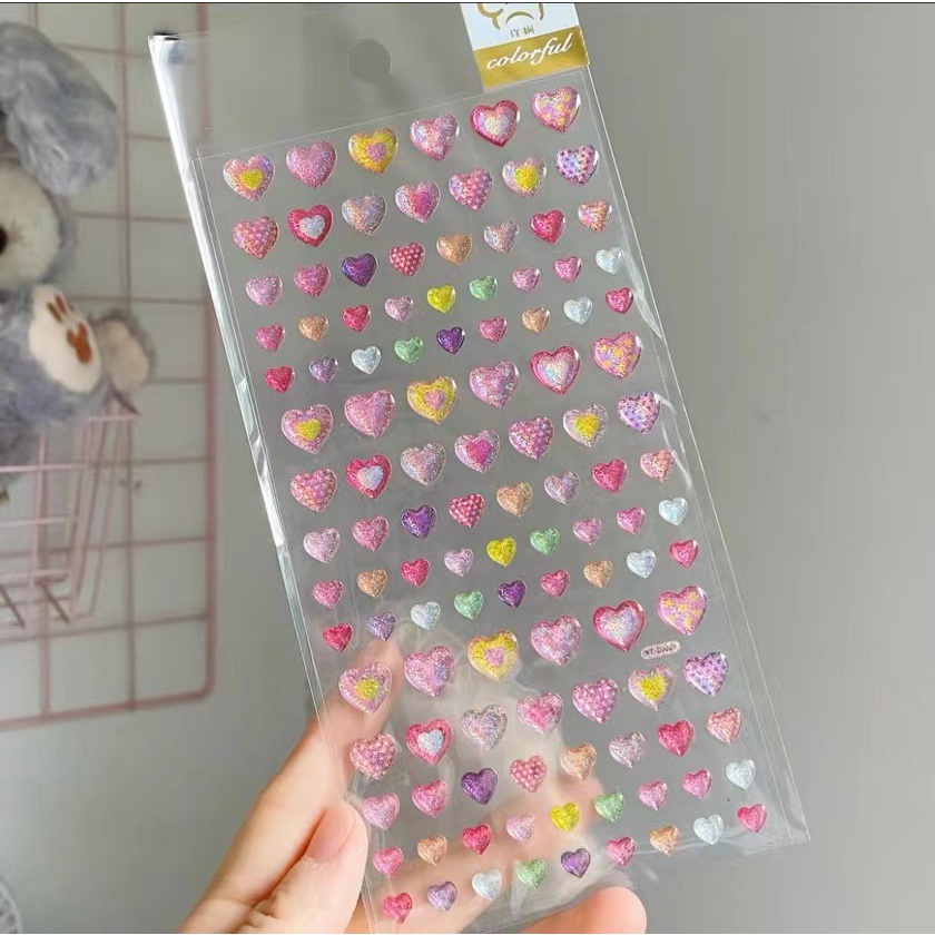 Phong Cách Hàn Quốc Sáng Bóng Trái Tim Dễ Thương Miếng Dán Pha Lê Mặt Cô Gái Cánh Tay Dán DIY Trang Trí Thủ Công