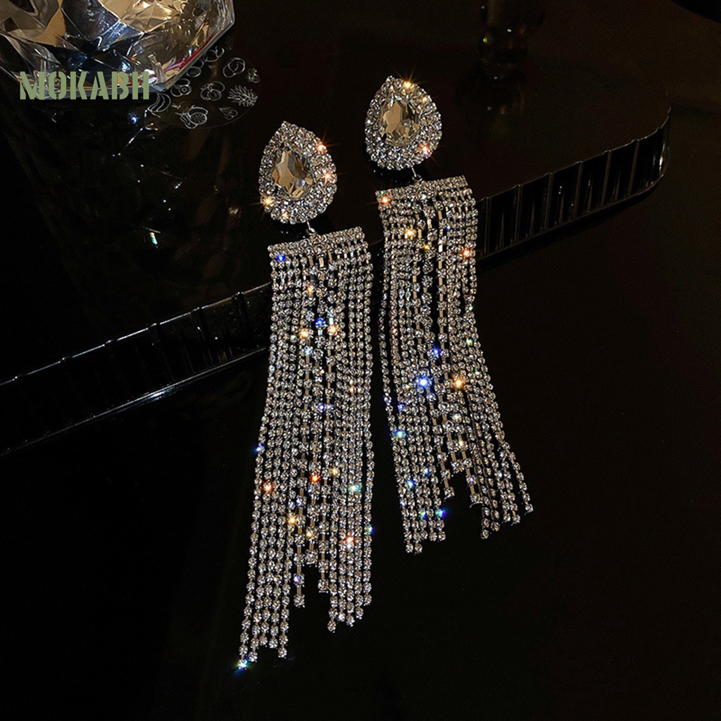 1 Đôi Bông Tai Tua Rua Dáng Dài Cỡ Lớn Phong Cách Âu Mỹ Thời Trang