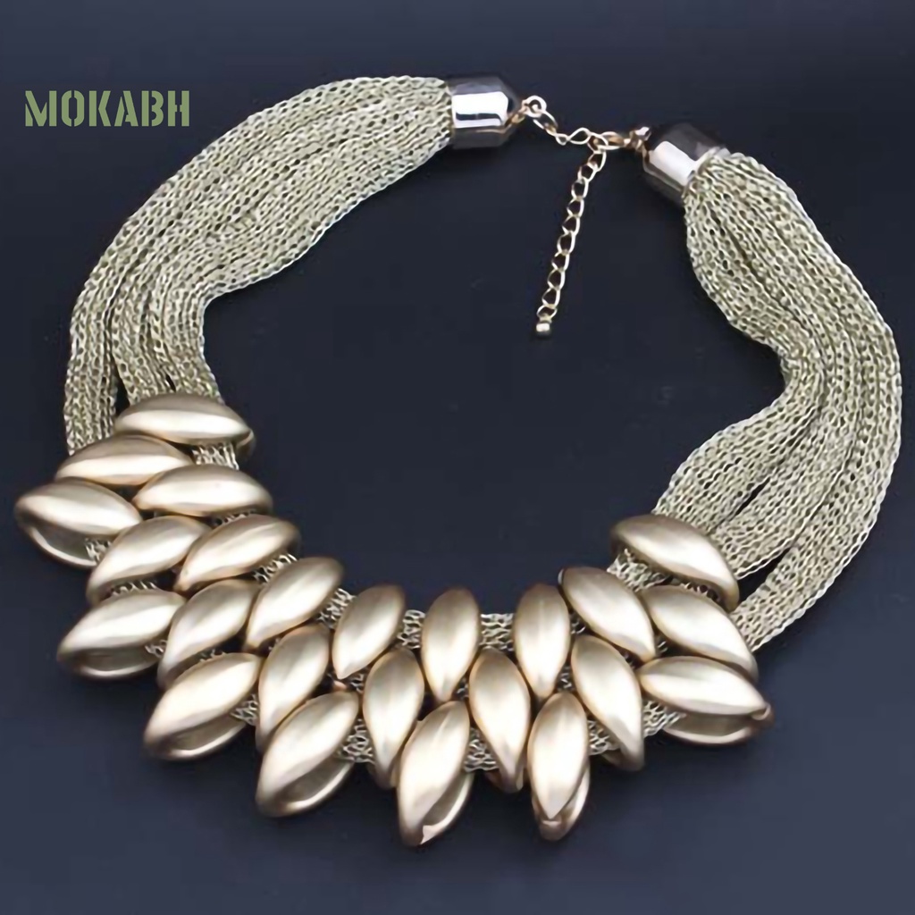Vòng Cổ Choker Nhiều Lớp Mặt Lá Hợp Kim Cho Nữ