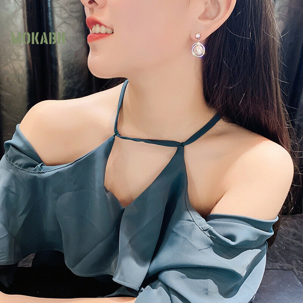 Bông Tai Tròn Đính Ngọc Trai Giả Thanh Lịch Cho Nữ