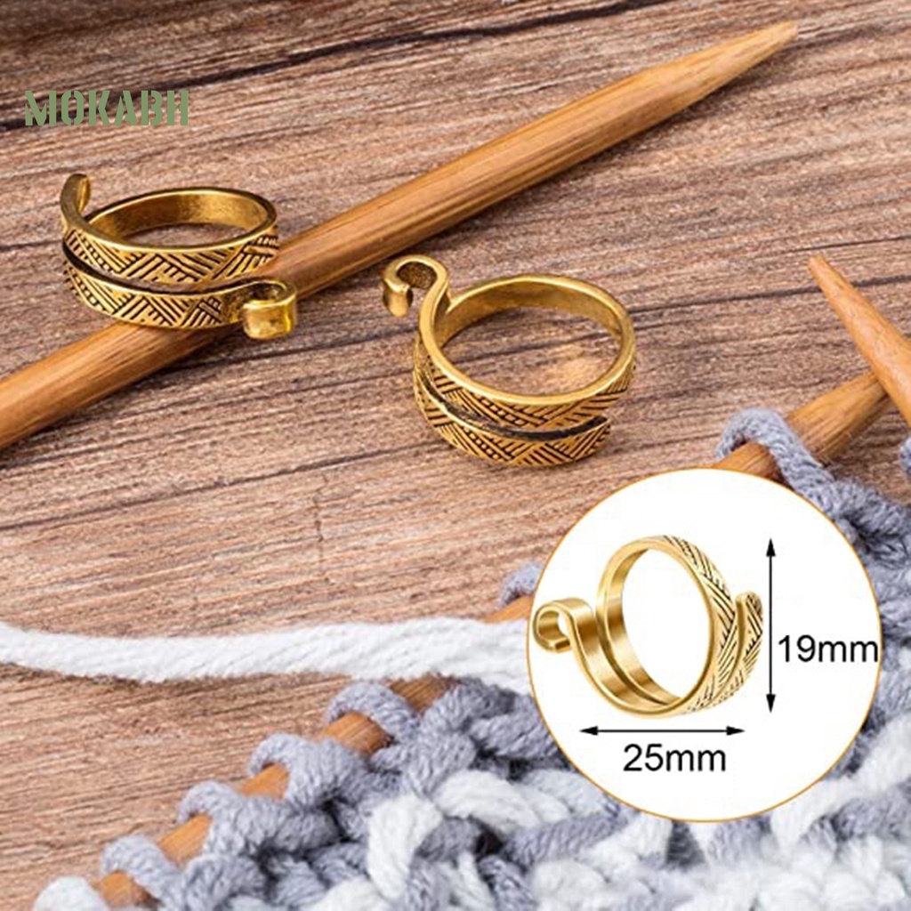 [Mới] Set 5 Nhẫn Mở Điều Chỉnh Được Thiết Kế Cong Dễ Thương Ngăn Ma Sát Và Làm Móc Đan Len