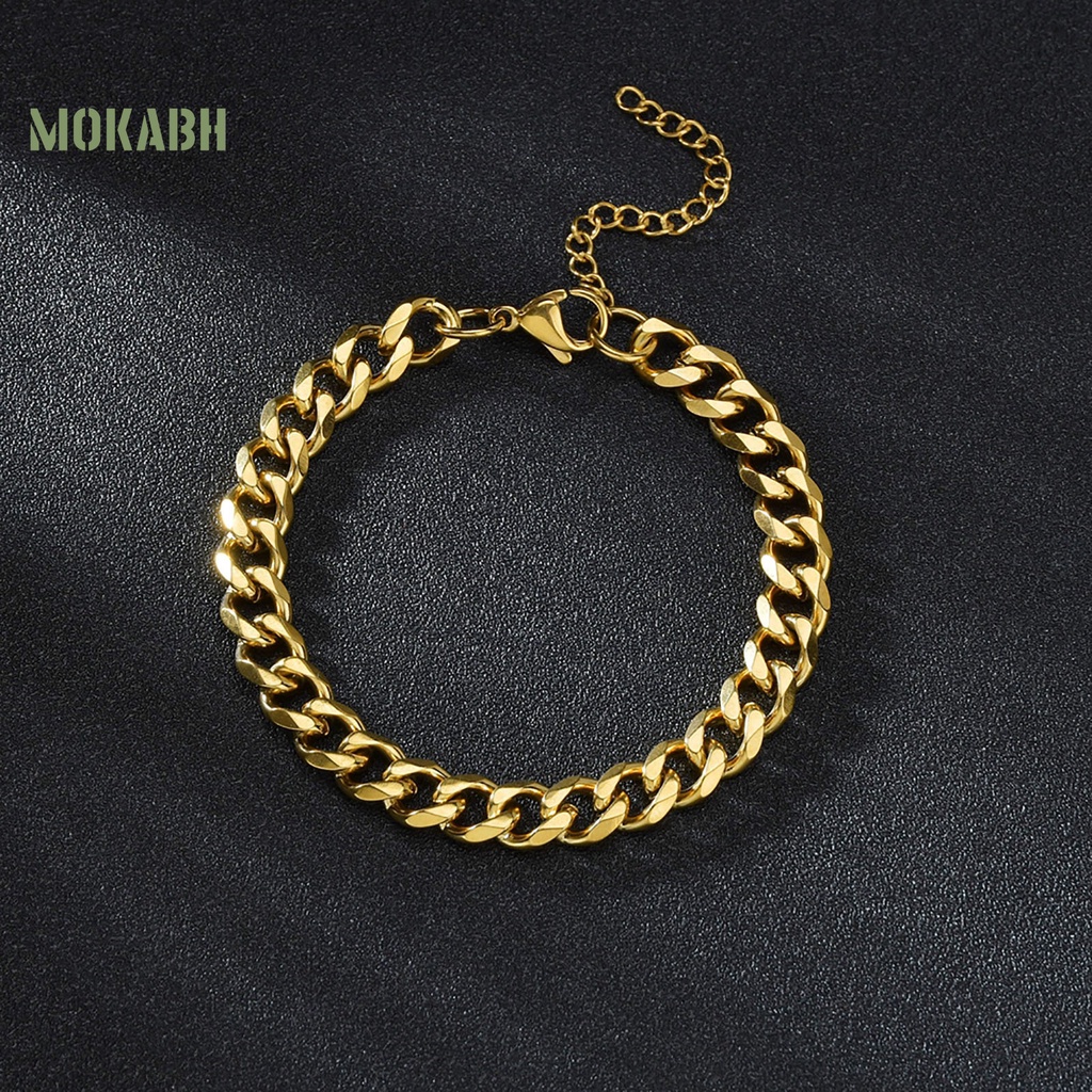 Vòng Tay Chuỗi Xích Bằng Thép Không Gỉ Mạ Phong Cách Hip Hop Thời Trang Cho Nam