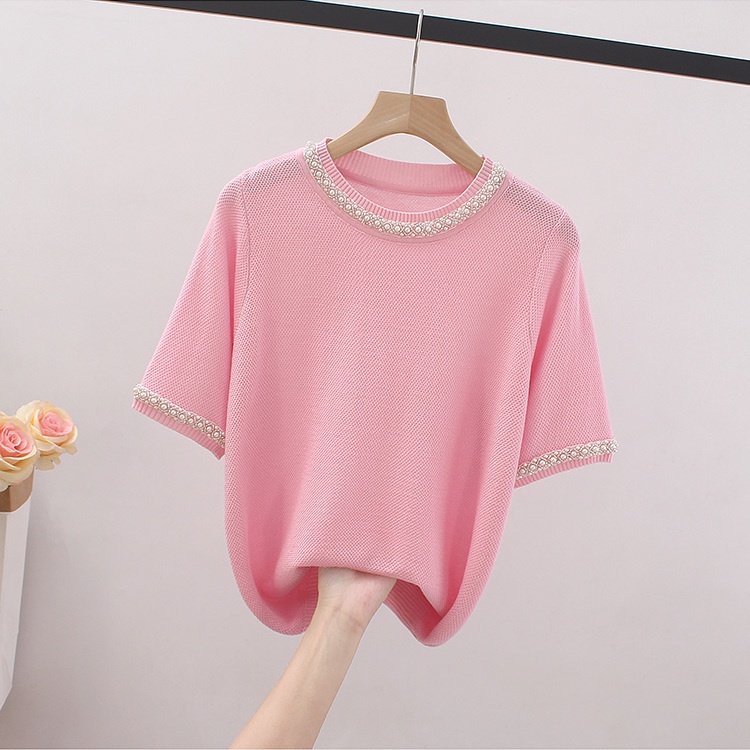 Áo Thun Dệt Kim Tay Ngắn Phong Cách Phương Tây Thời Trang Mùa Hè Dễ Phối Đồ Cho Nữ