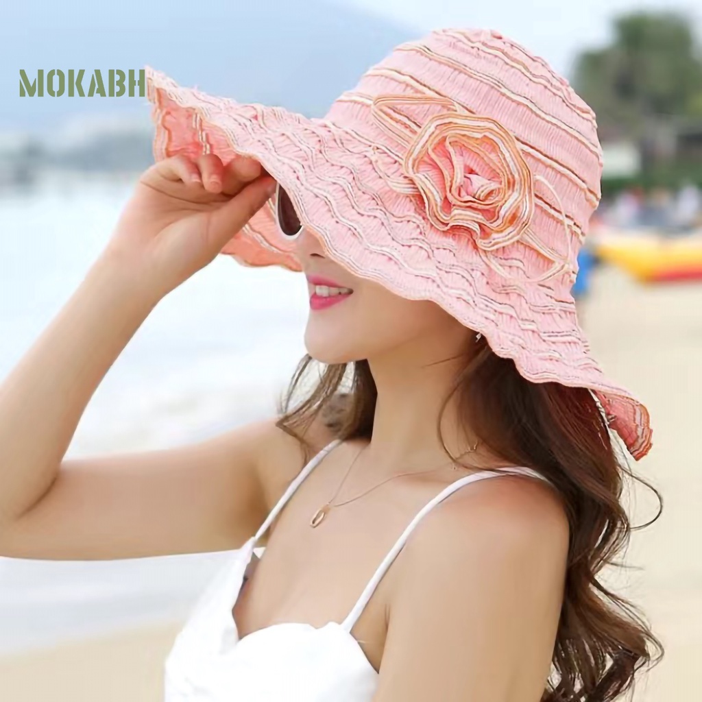 Nón Rộng Vành Chống Tia UV Màu Sắc Tinh Khiết Thời Trang Đi Biển Mùa Hè Cho Nữ