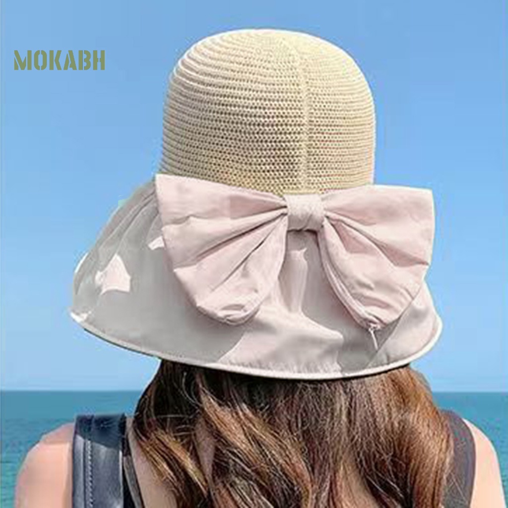 [Mok Abh] Mũ Tai Bèo Dệt Kim Vành Rộng Màu Trơn Thời Trang Cho Nữ