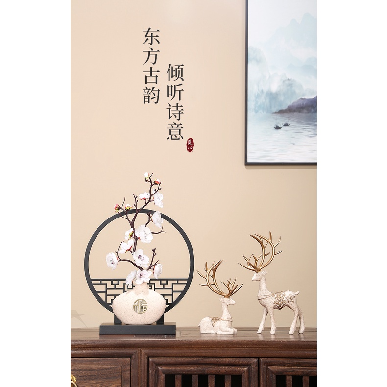 Tượng Hươu Thủ Công Để Bàn Trang Trí Phòng Khách Phong Cách Trung Hoa Hiện Đại Mới
