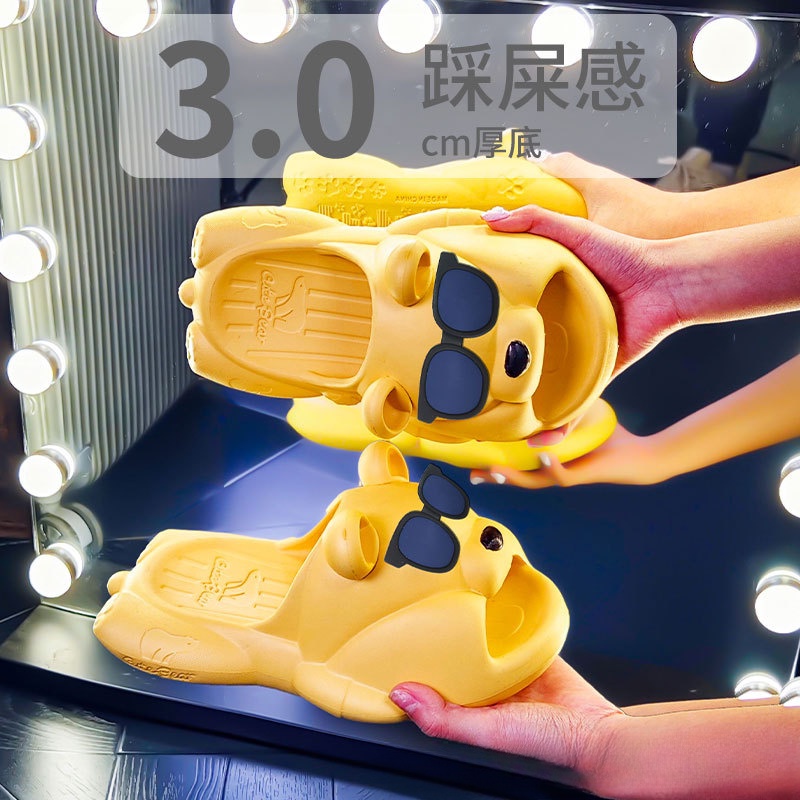 Dép EVA Đi Trong Nhà Tắm Chống Trượt Hình Gấu Đeo Kính Râm Dễ Thương Thời Trang Mùa Hè Cho Bạn Gái