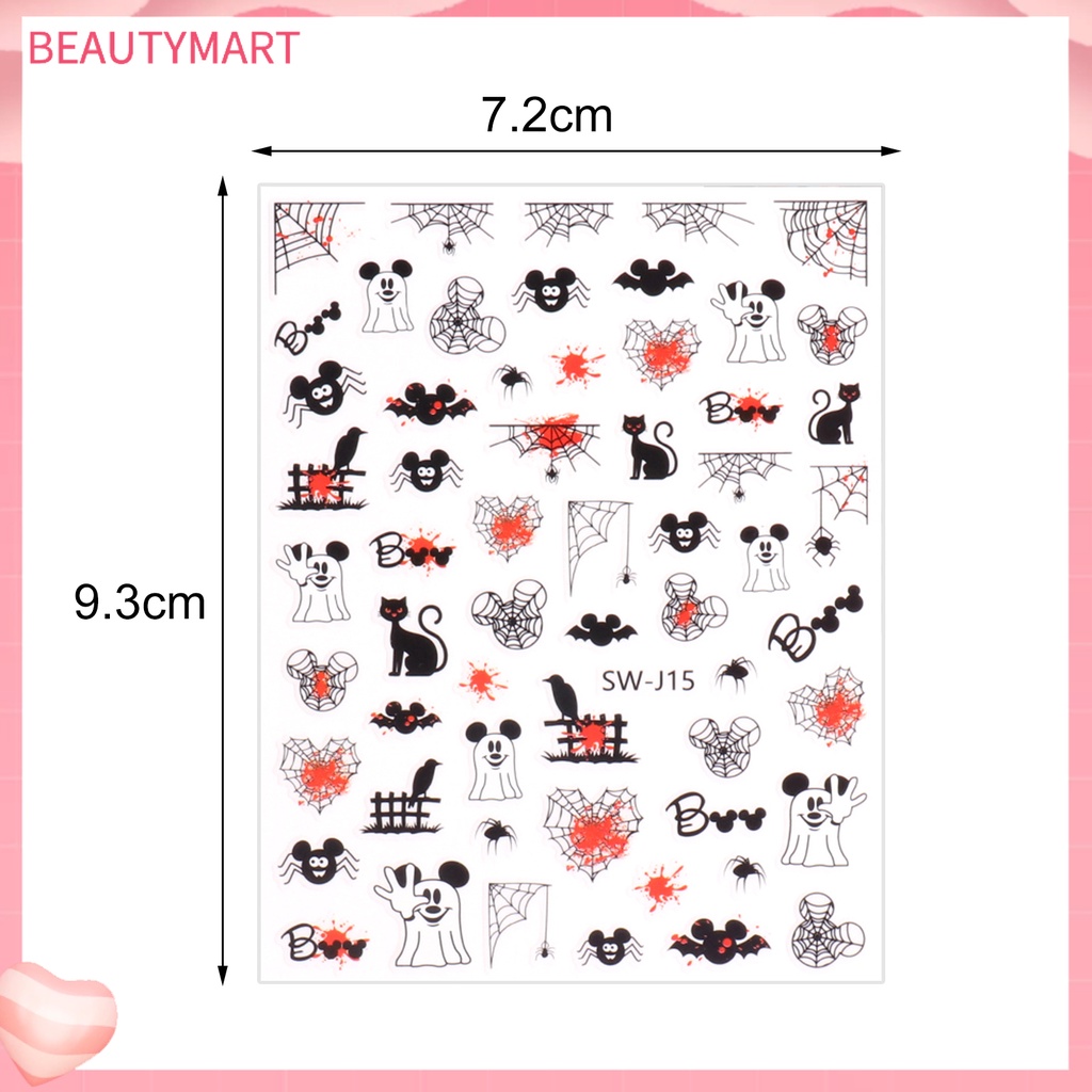 [beautymart] Đề Can Dán Móng Tay Tự Dính Chống Thấm Nước Siêu Mỏng Dễ Sử Dụng Phong Cách Halloween Thú Cưng