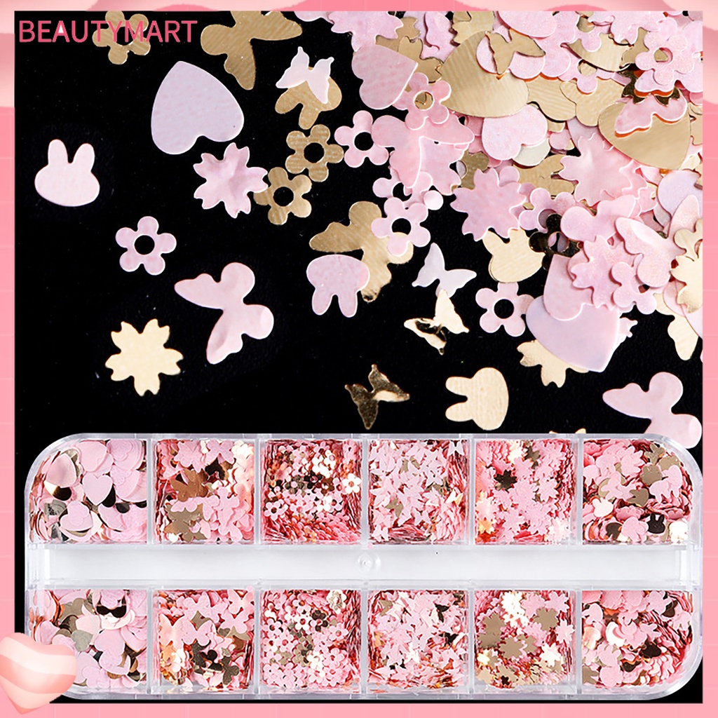 1 Hộp Kim Tuyến Lấp Lánh Hình Lá Phong 6 Ngăn Không Phai Màu Sắc Sống Động Trang Trí Móng Tay Nghệ Thuật