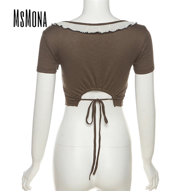 Áo Thun Tay Ngắn Cổ Tròn Màu Trơn In Chữ Thời Trang 2023 Quyến Rũ Cho Nữ