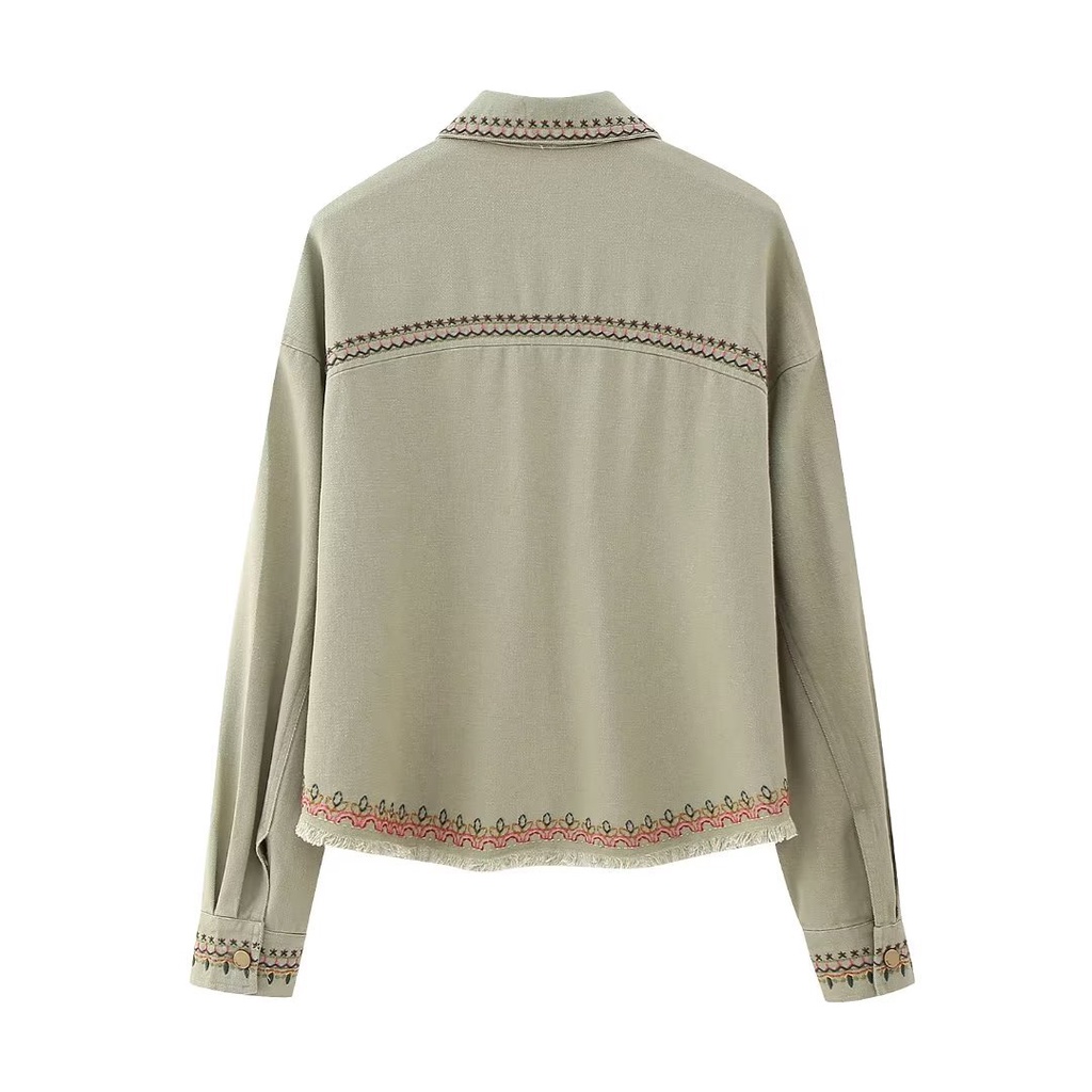 Hàng Mới Về Áo Khoác Sơ Mi Thêu Họa Tiết Phong Cách Đường Phố Âu Mỹ Thời Trang Mùa Hè 2023 w03 3688