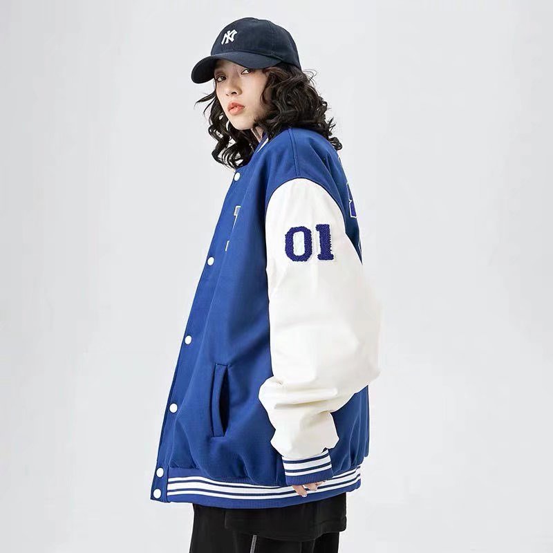 Áo Khoác Bóng Chày Dáng Rộng Thêu Họa Tiết Phong Cách Retro Mỹ Cho Nam Nữ