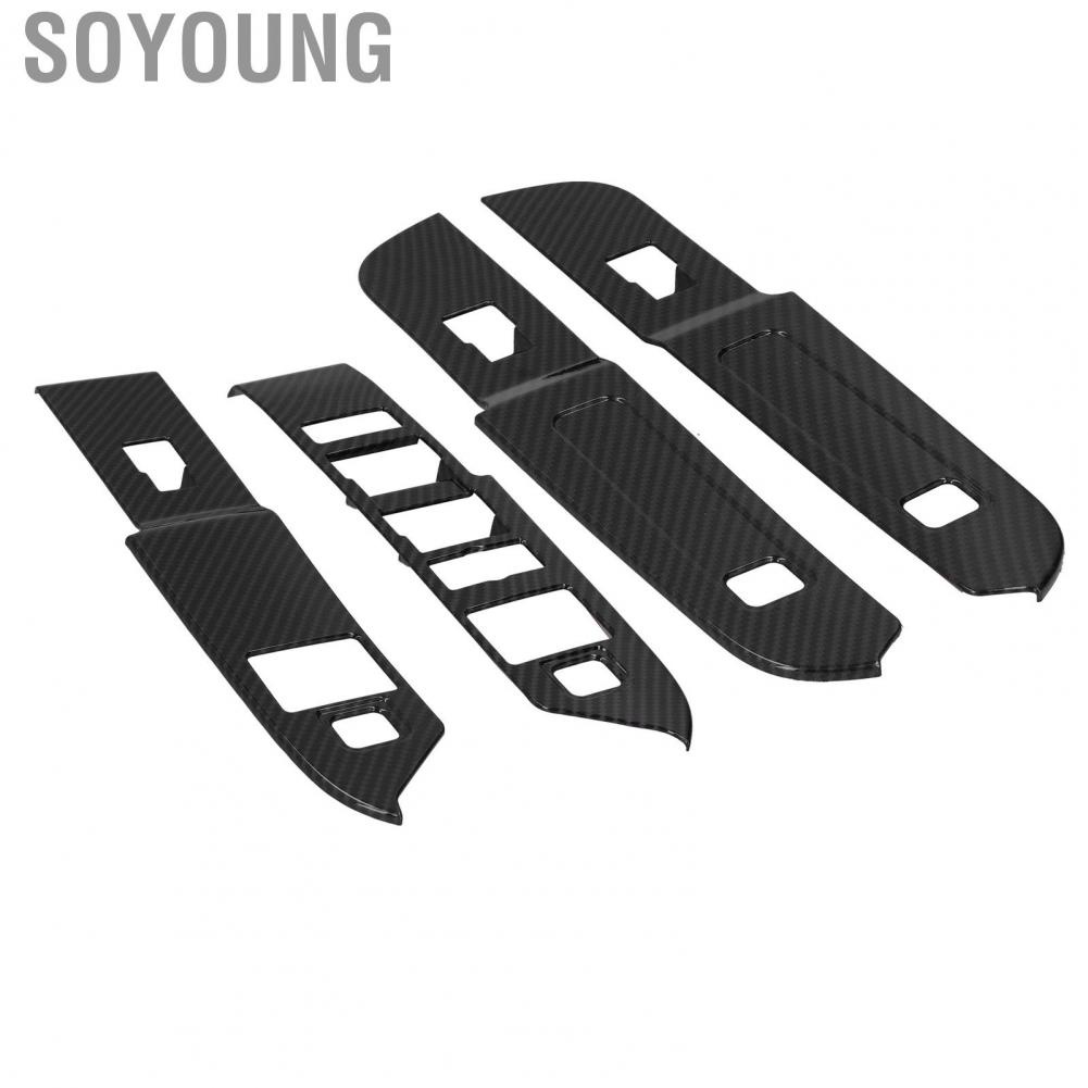 Soyoung 4PCS Window Lift Panel Switch Frame Carbon Fiber Color Replacement for Land Rover Defender 2020 Left Hand Drive