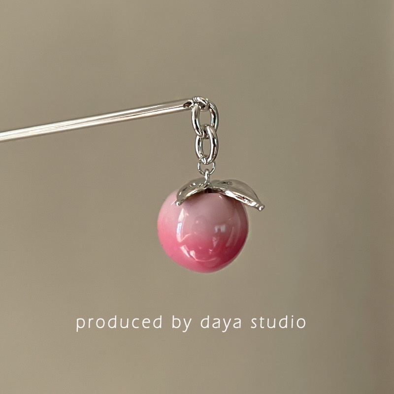 Kẹp Tóc Ba Chiều Hình Quả Đào Phong Cách Retro Ngọt Ngào Cao Cấp