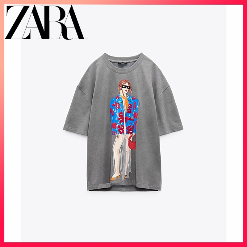 Zara Áo Thun In Họa Tiết Thời Trang Cho Nữ
