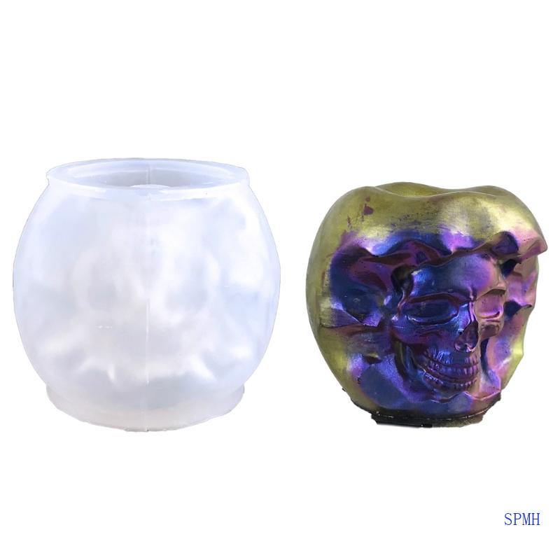 Khuôn Làm Nến Hình Đầu Lâu Quả Táo 3D Bằng Nhựa Resin Dễ Thương