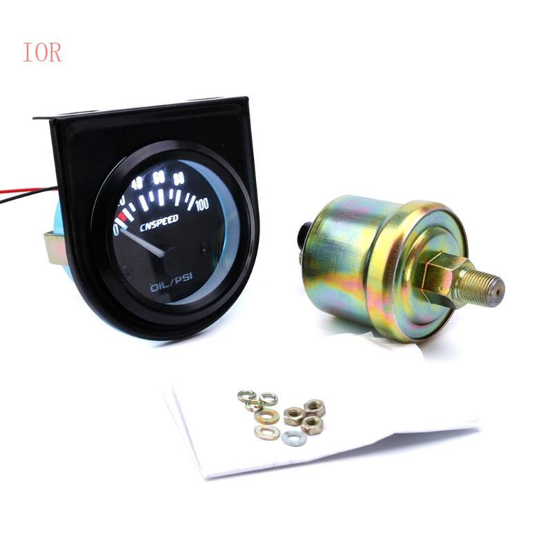 Đồng Hồ Đo Áp Suất Dầu 2 52mm 0-100PSI Có Đèn LED Trắng Cho Xe Hơi