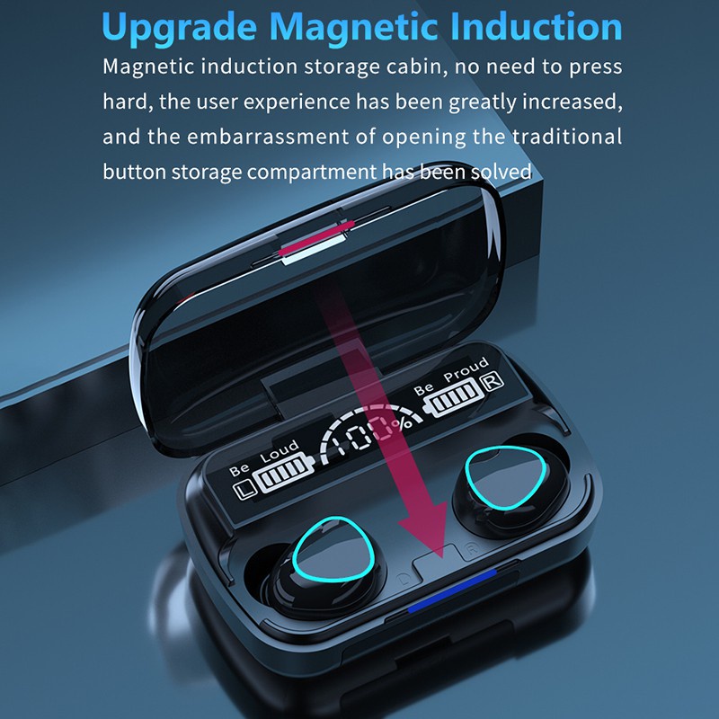 Tai Nghe M10 TWS 5.1 Bluetooth Không Dây 9D Âm Thanh HiFi Có Đèn LED Và Mic