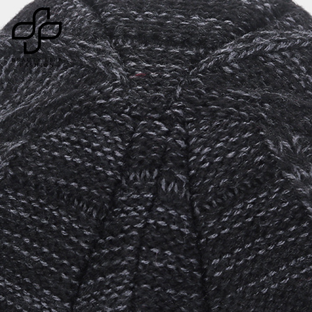 Set Mũ Beanie Và Khăn Choàng Cổ Dệt Kim Giữ Ấm Tai Thời Trang Mùa Đông Unisex
