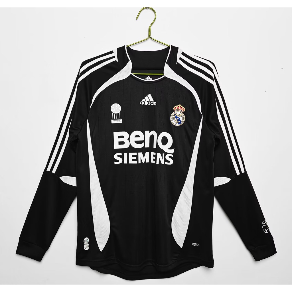 Áo Thun Bóng Đá Tay Dài Màu Đen In Chữ Real Madrid 06 AAA + Phong Cách Vintage