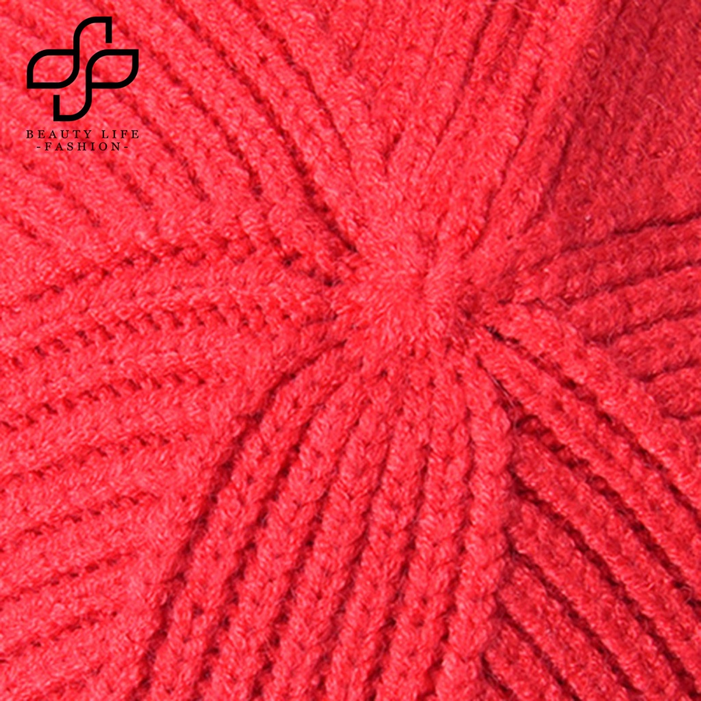 Mũ Beanie Dệt Kim Dày Dặn Màu Trơn Giữ Ấm Mùa Đông Dành Cho Nam Nữ