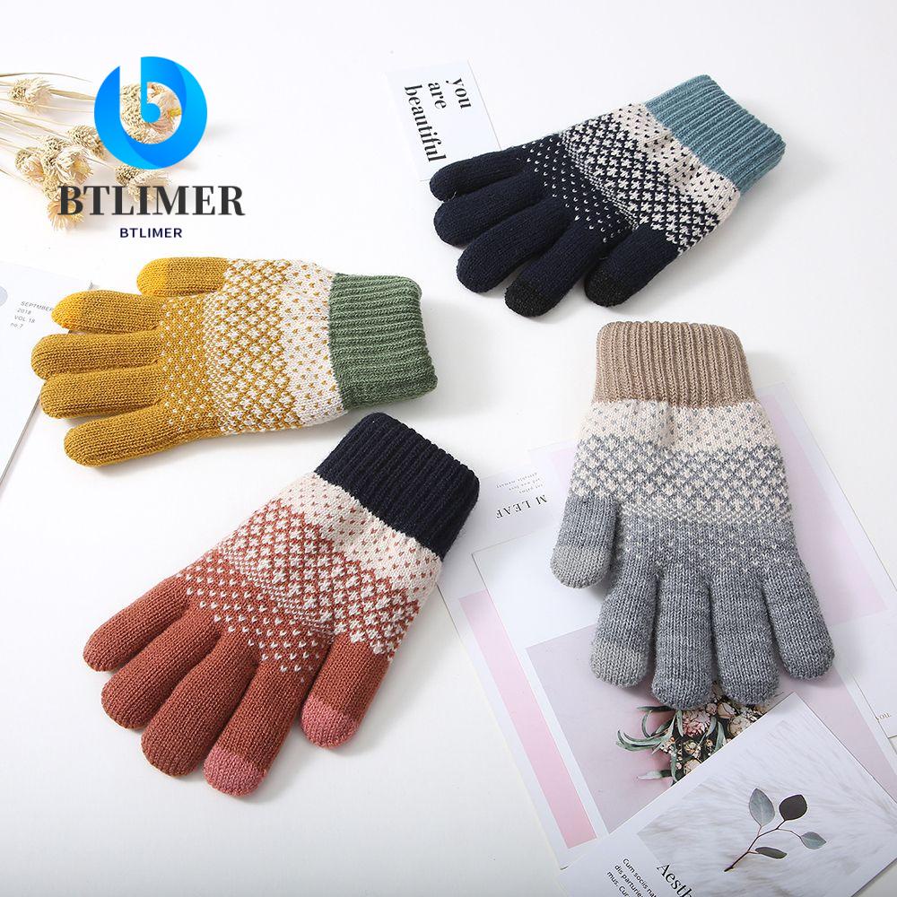 Găng Tay Dệt Kim Dày Dặn Giữ Ấm Mùa Đông Cho Học Sinh