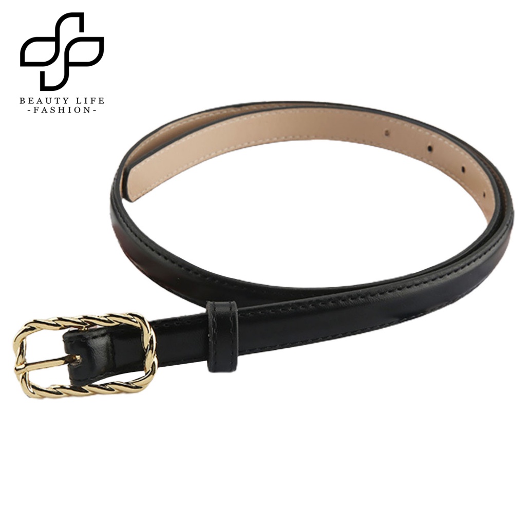 Beautylife Thắt Lưng Da Giả Khóa Xoắn Màu Vàng Kim Chống Phai Màu Có Thể Điều Chỉnh Được Phong Cách Vintage Thời Trang May Vá Hàng Ngày Cho Nữ